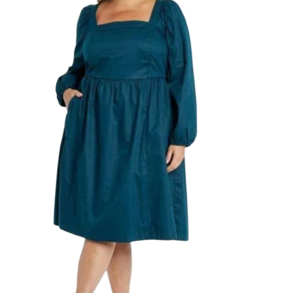 Ava & Viv Teal Long Sleeve Dress